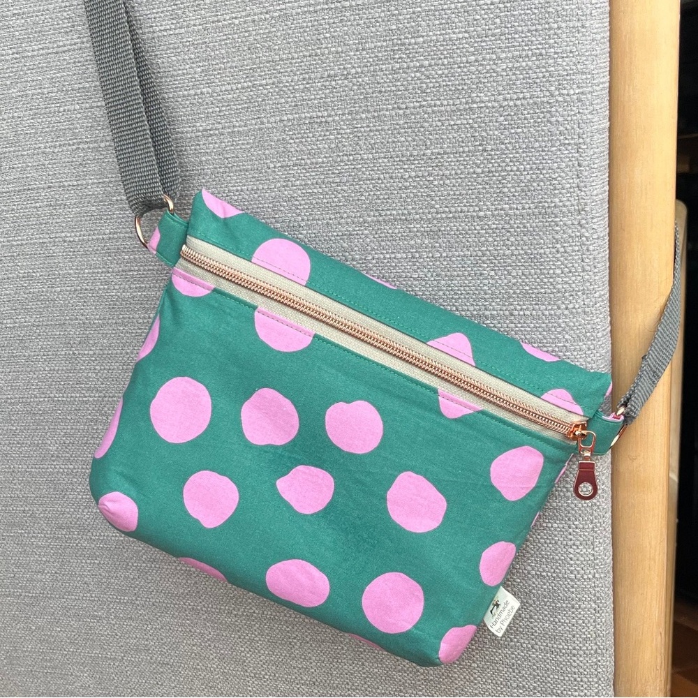 coated cotton polkadot summer crossbody everyday casual bag